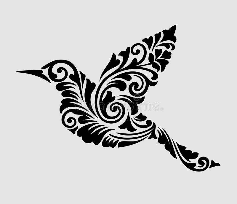 Decoración del ornamento floral del pájaro de vuelo libre illustration Decoración del ornamento floral del pájaro de vuelo libre illustration