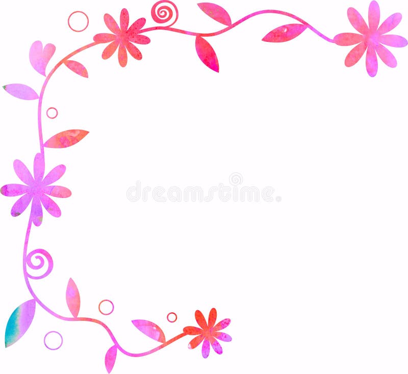 Decoración floral de la página del Watercolour stock de ilustración Decoración floral de la página del Watercolour stock de ilustración