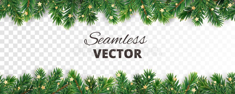 Decoración inconsútil del vector aislada en blanco Marco del árbol de navidad, guirnalda con los ornamentos libre illustration