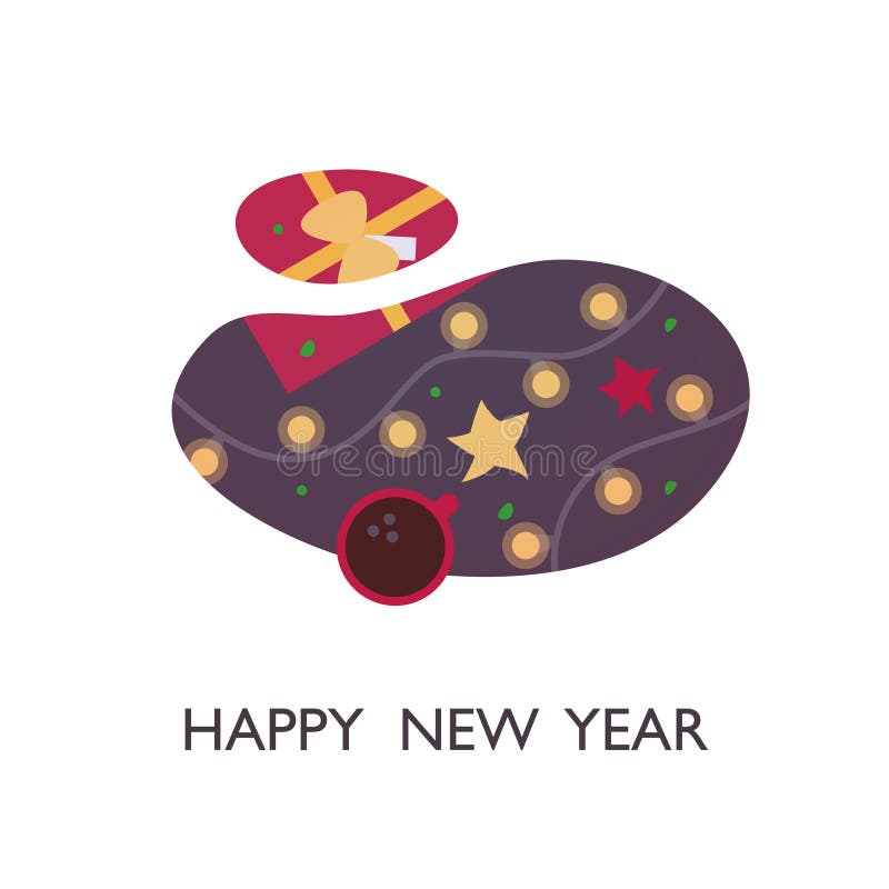 Decoración plana del fondo de la celebración del día de fiesta del diseño del ejemplo del año del vector del Año Nuevo feliz libre illustration Decoración plana del fondo de la celebración del día de fiesta del diseño del ejemplo del año del vector del Año Nuevo feliz libre illustration