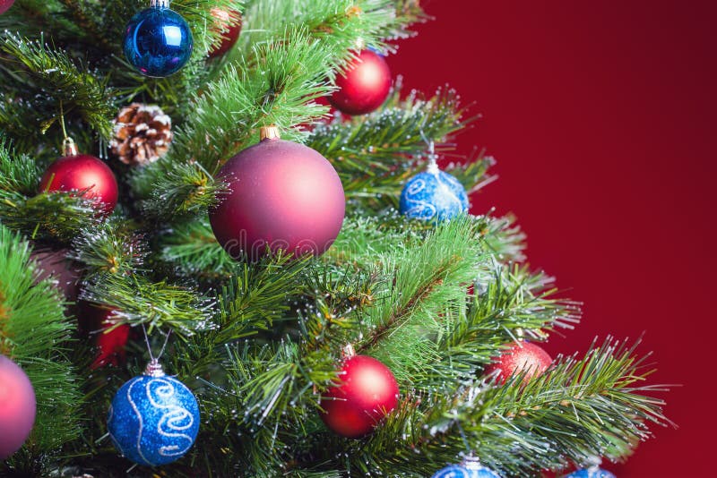 Decorated Ball on Christmas Tree Stock Image Image of holiday