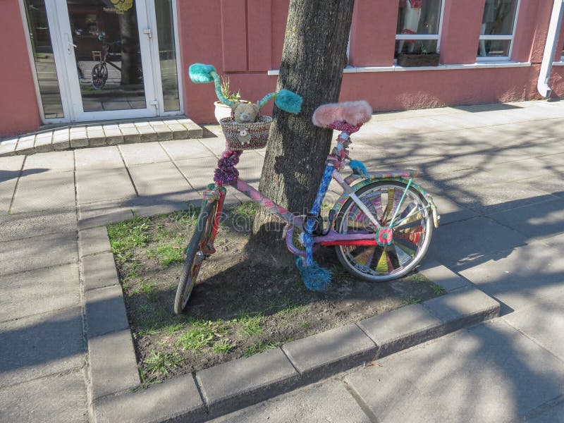 A decorated bike in Kaunas editorial stock image. Image of decorated