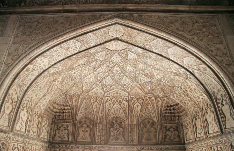 Decorated ceiling in one of palaces, Agra fort royalty free stock photo Decorated ceiling in one of palaces, Agra fort royalty free stock photo