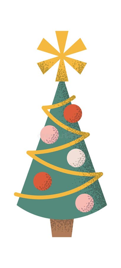 Decorated Christmas fir tree design stock illustration
