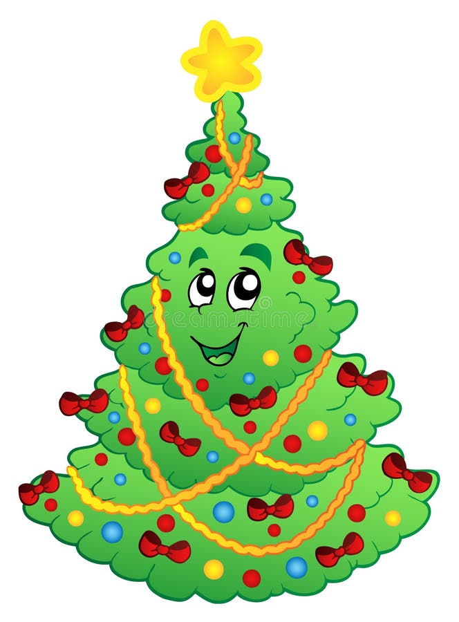Decorated Christmas tree 1 vector illustration