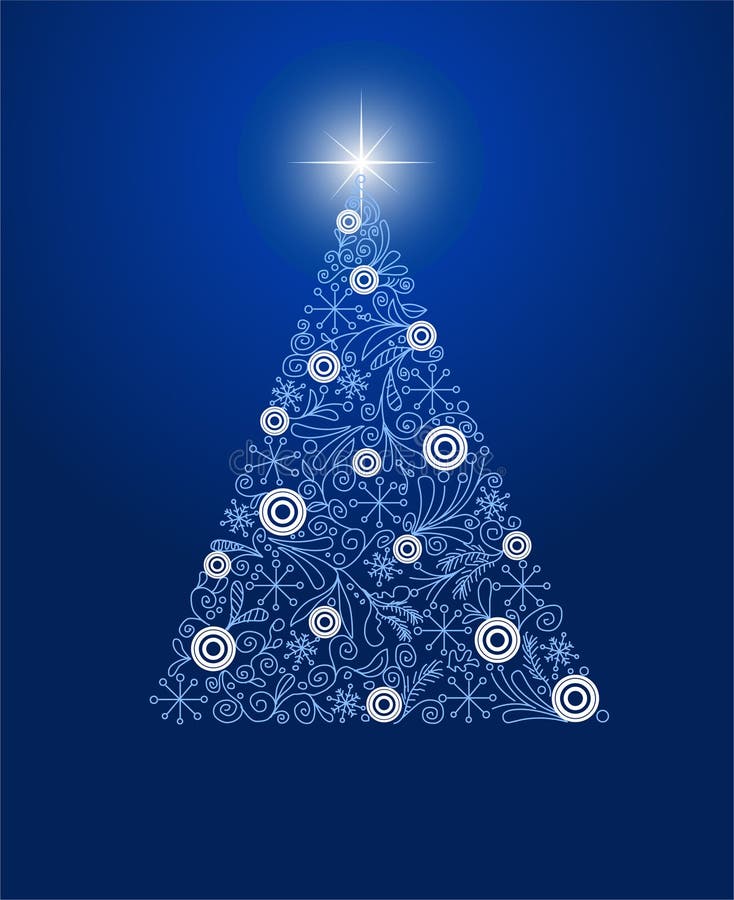 Decorated Christmas tree vector illustration