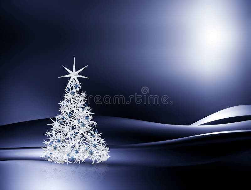 Decorated Christmas tree on blue background vector illustration