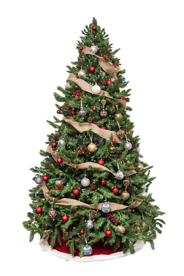Decorated Christmas Tree Isolated stock images