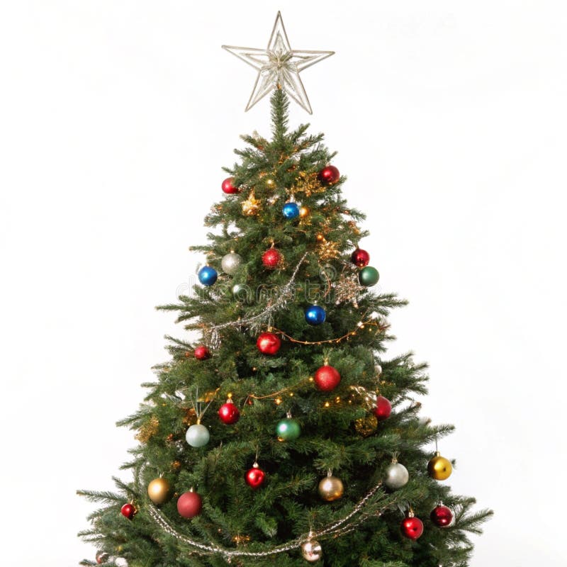 Decorated Christmas Tree isolated on white background royalty free illustration