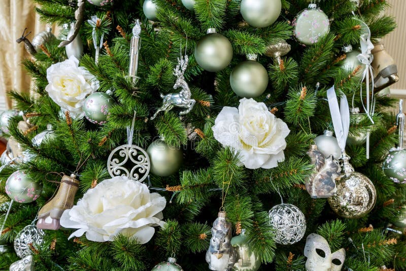 Decorated Christmas tree stock photo. Image of decoration 48453906