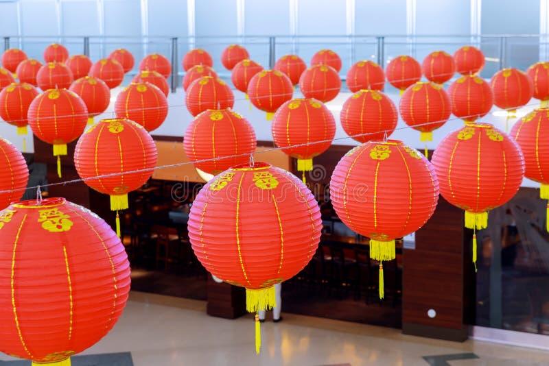 Colorful red Chinese lanterns shine for New Year for decorated royalty free stock image Colorful red Chinese lanterns shine for New Year for decorated royalty free stock image