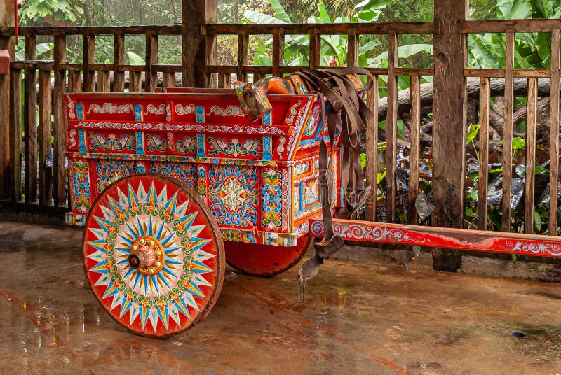 Decorated colorful traditional cart in Alajuela Province, Costa Rica