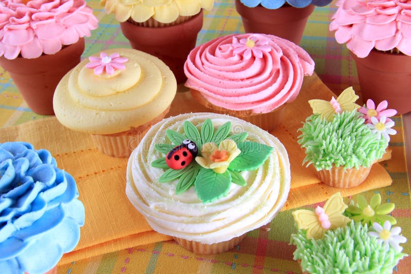 Decorated Easter cupcakes royalty free stock images