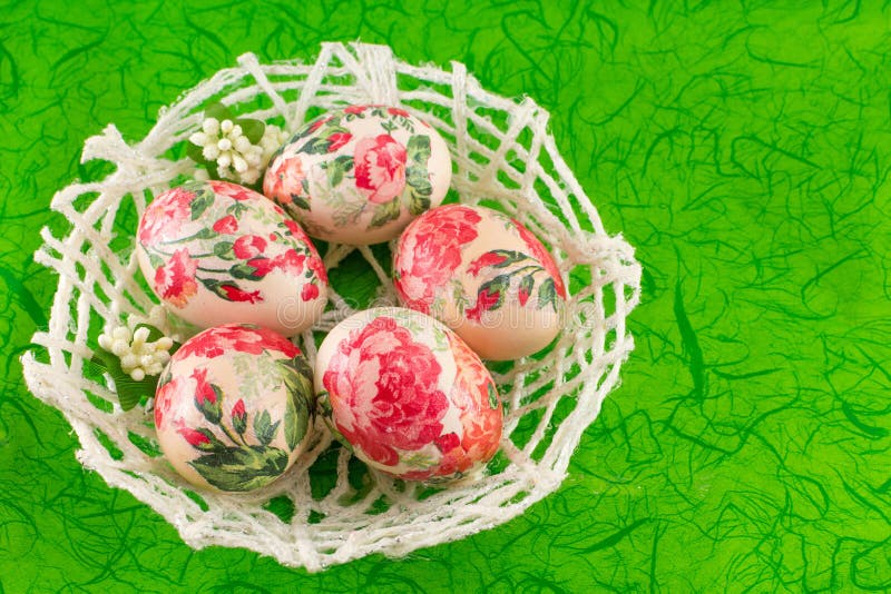 Decorated Easter Eggs in a Basket Stock Photo Image of basket, easter