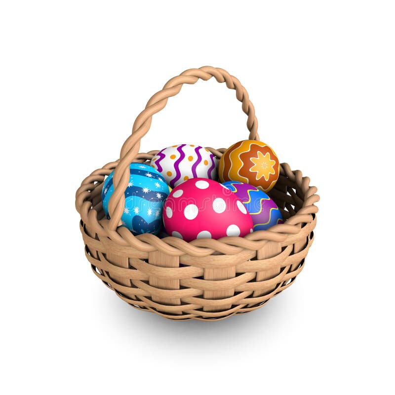 Easter Eggs In A Basket vector illustration