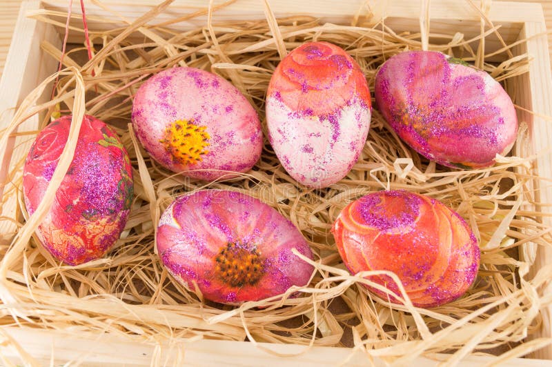 Decorated Easter Eggs in a Box Stock Image Image of bunch, design