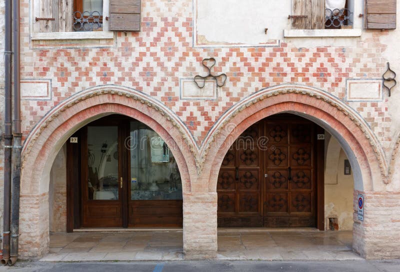 Decorated Facade of a Historic Building in Portogruaro