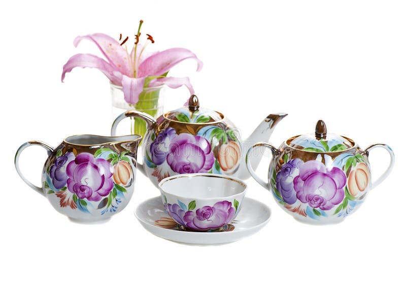 Decorated with Flower Pattern Tea Set Stock Image Image of ornate