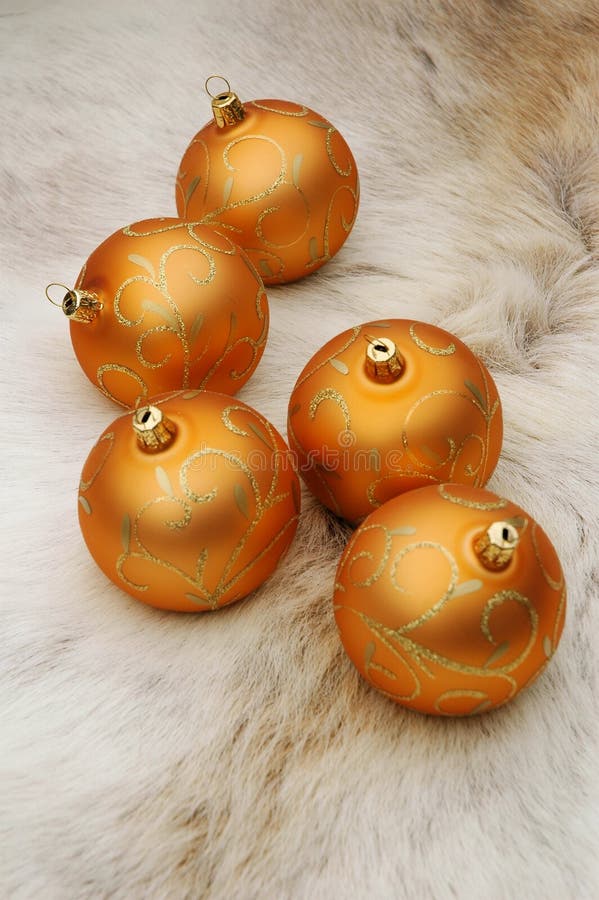 Decorated golden Christmas balls