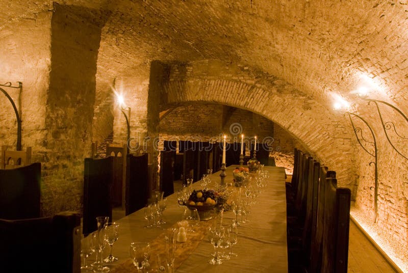 Decorated table vine cellar