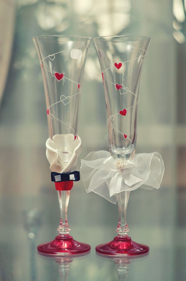 Decorated wedding glasses stock photo. Image of decorative 60106318