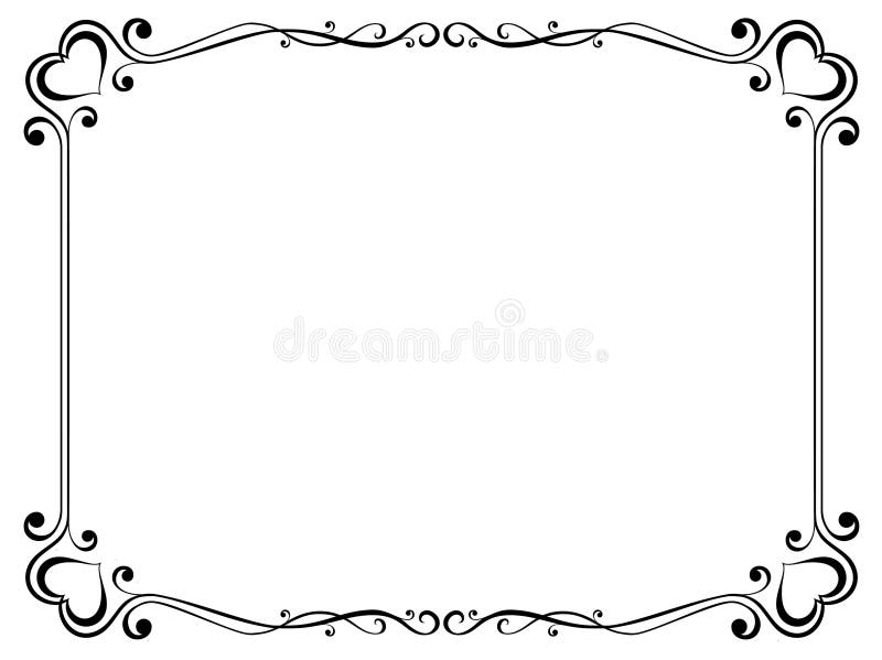 Vector calligraphy ornamental decorative frame with heart. Vector calligraphy ornamental decorative frame with heart