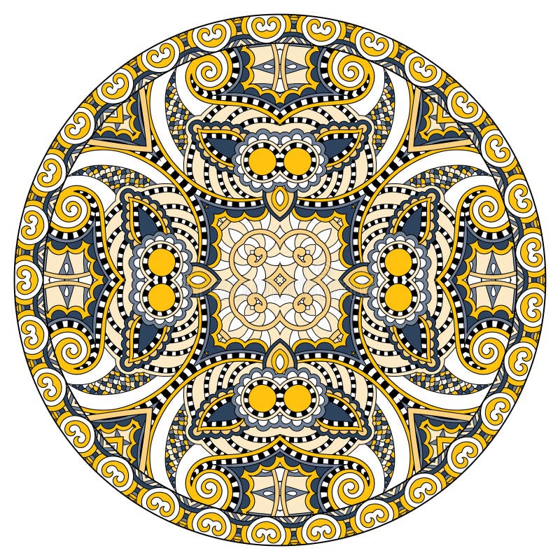 Decoratief ontwerp van het malplaatje van de cirkelschotel, ronde geometrische patte vector illustratie Decoratief ontwerp van het malplaatje van de cirkelschotel, ronde geometrische patte vector illustratie