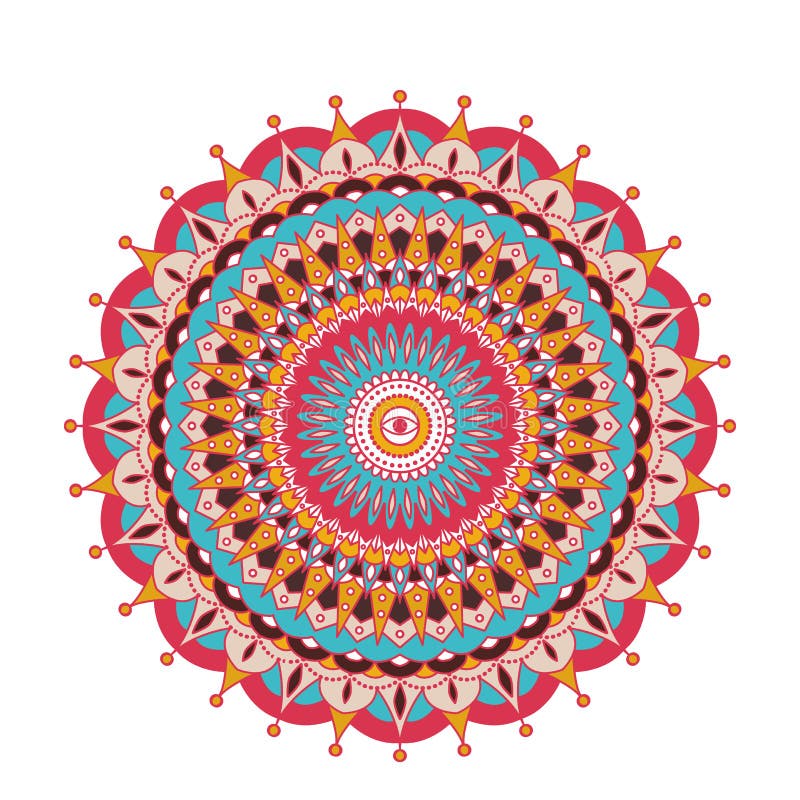 Decoratieve Arabische ronde kant overladen mandala Uitstekend vectorpatroon voor druk of Webontwerp Abstracte Kleurrijk