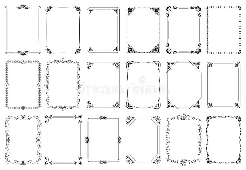 Decoratieve frames Retro sierkader, uitstekende rechthoekornamenten en overladen grens vectorreeks Decoratieve frames Retro sierkader, uitstekende rechthoekornamenten en overladen grens vectorreeks