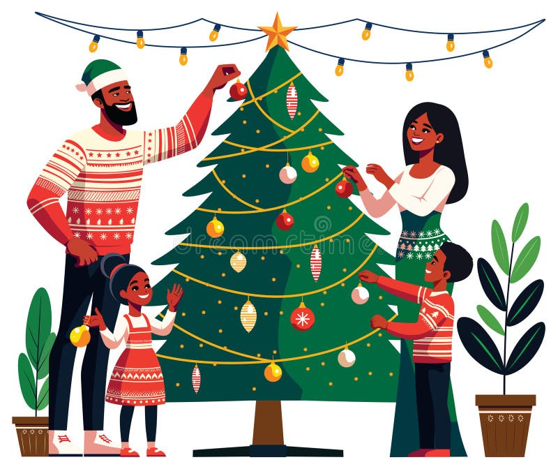 Decorating for Christmas stock illustration. Illustration of gift