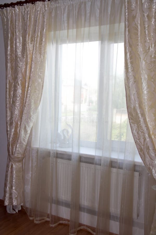 Decorating Windows Cream Curtains in the Bedroom Stock Photo Image of layers, detail 35230350