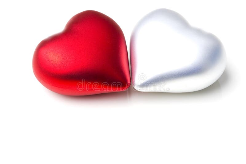 Pair of decoration hearts emotional love symbol gift for Valentine's Day present isolated. Pair of decoration hearts emotional love symbol gift for Valentine's Day present isolated