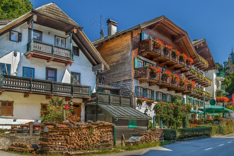 Decoration Houses in St. Wolfgang, Austria Stock Image Image of road