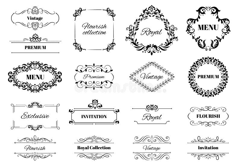 Decoration ornament frame. Vintage calligraphic motif ornate text, ornamental frames and decorative borders vector