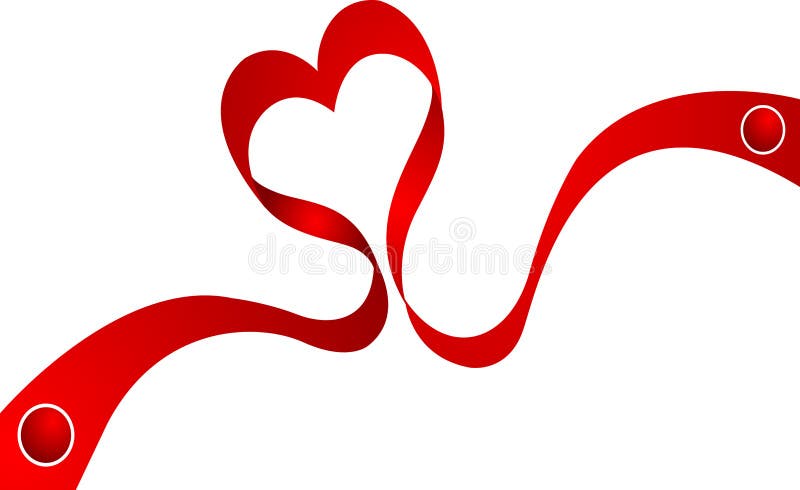 Decoration ribbon curled in heart stock illustration