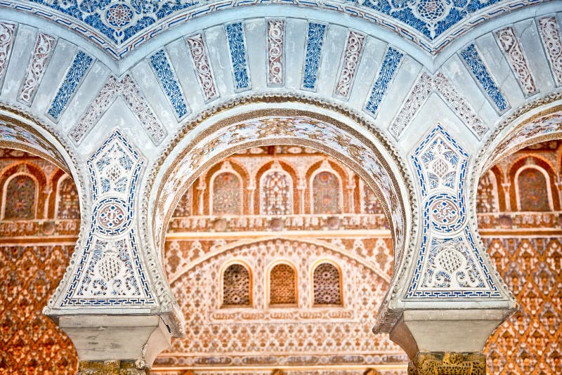 Decorations in the Royal Alcazars of Seville, Spain.