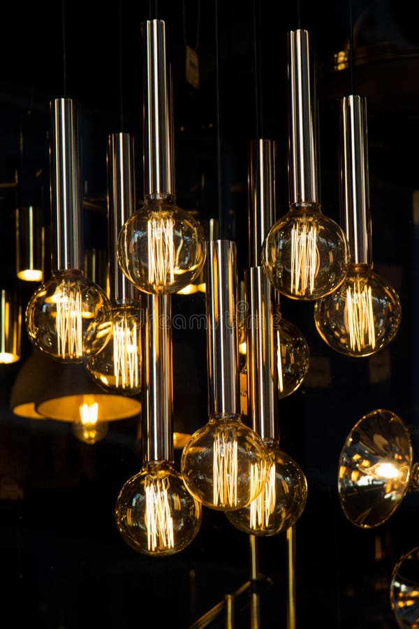 Decorative Antique Edison Style Filament Light Bulbs Stock Photo