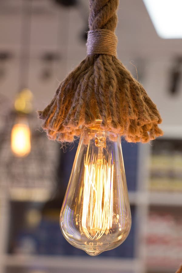 Decorative Antique Edison Style Filament Light Bulbs Stock Photo