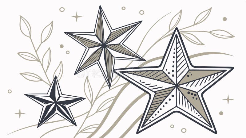 Decorative arrangement of three stars with scrolling elements vector design Generative AI royalty free illustration