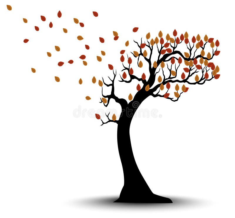 Seasonal Clipart-tree losing fall folliiage on windy day clipart