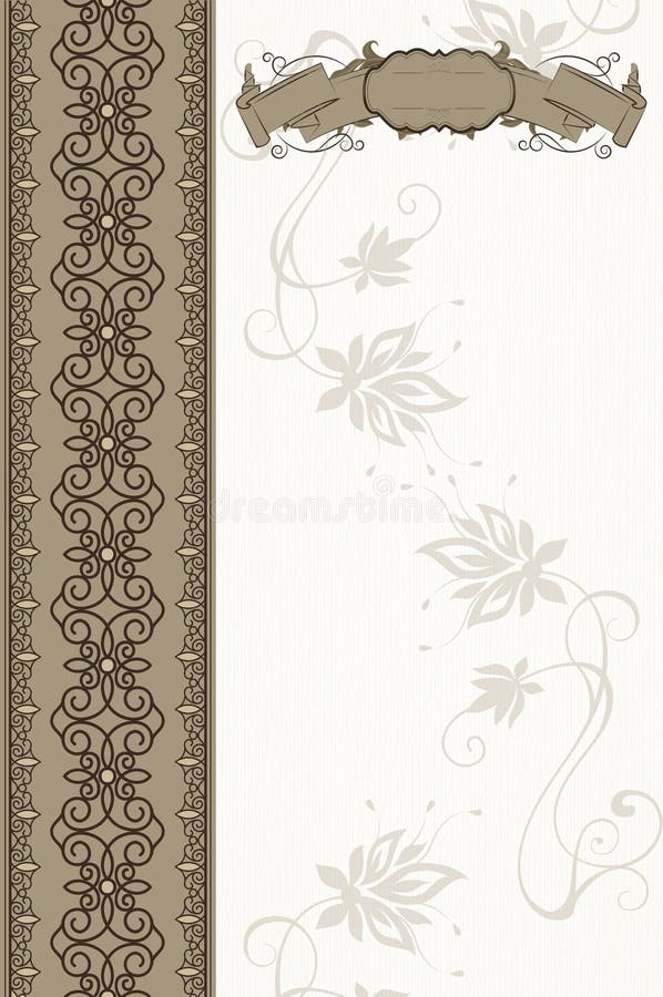 Decorative Background with Border and Floral Patterns. Stock