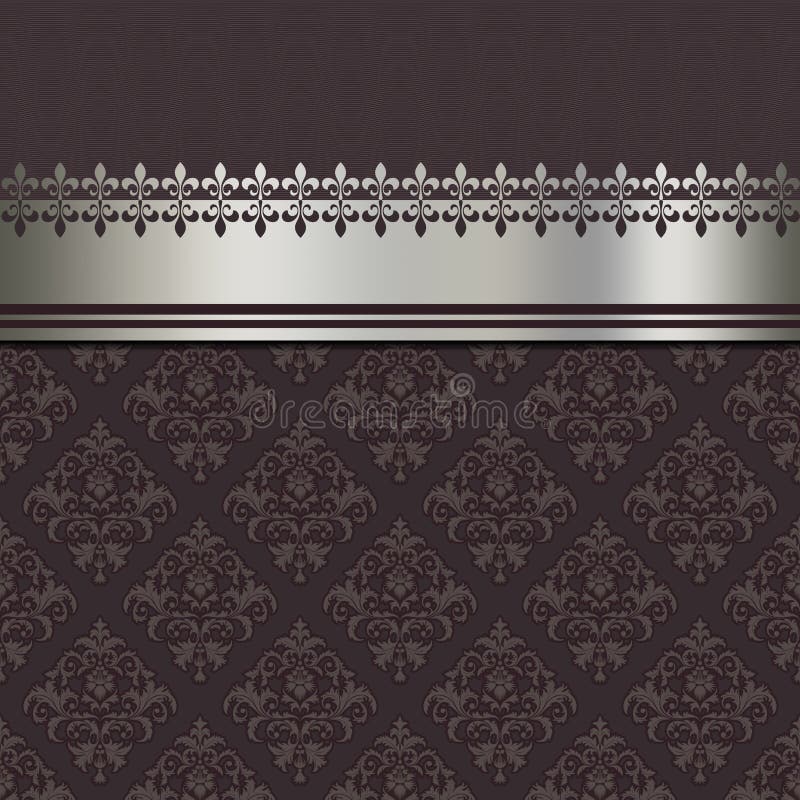 Decorative Background with Silver Border and Vintage Patterns. Stock