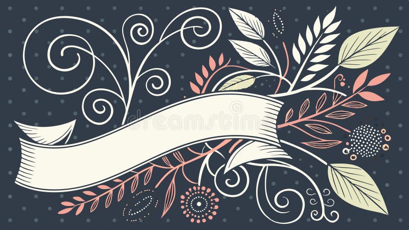 Decorative Banner with Autumn Florals, Rustic Ribbon Vector Frame, vector design Generative AI stock illustration