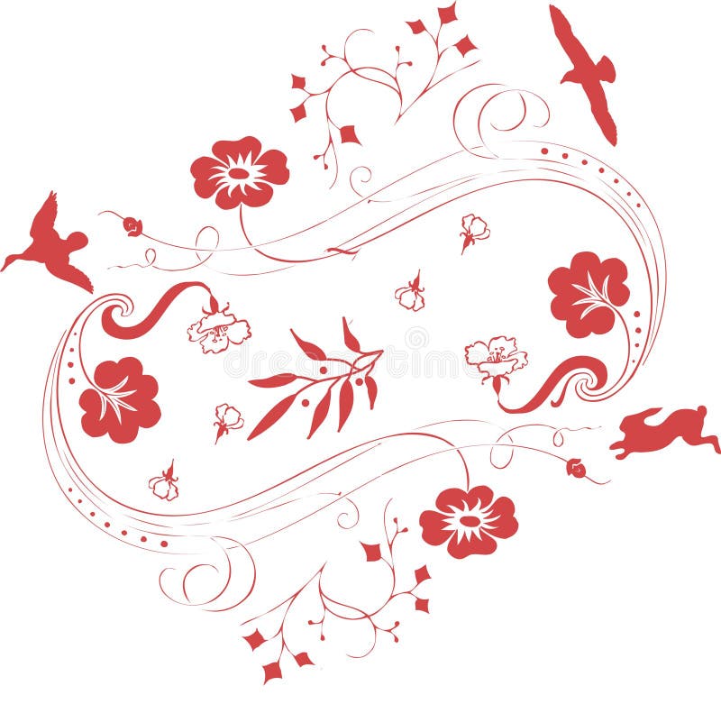 Vector background with floral ornaments and an exotic bird. Vector background with floral ornaments and an exotic bird.