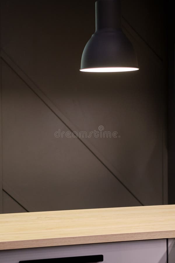 Decorative Black Lamp Over a Kitchen Worktop Stock Photo Image of graphic, detail 174839034