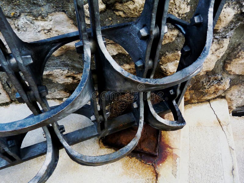 Decorative black wrought iron vintage steel gate detail royalty free stock photo Decorative black wrought iron vintage steel gate detail royalty free stock photo