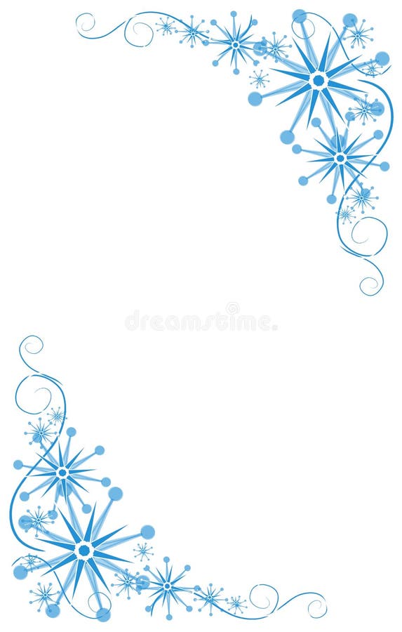 A background illustration featuring blue Christmas and winter corner borders. A background illustration featuring blue Christmas and winter corner borders