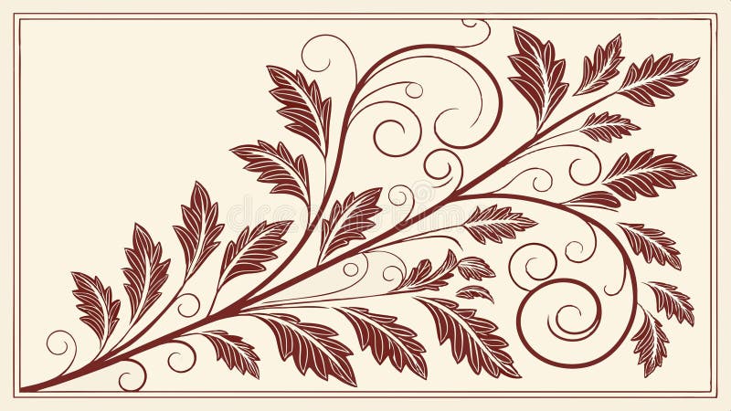 Decorative brown leafy branch border design vector design Generative AI stock illustration