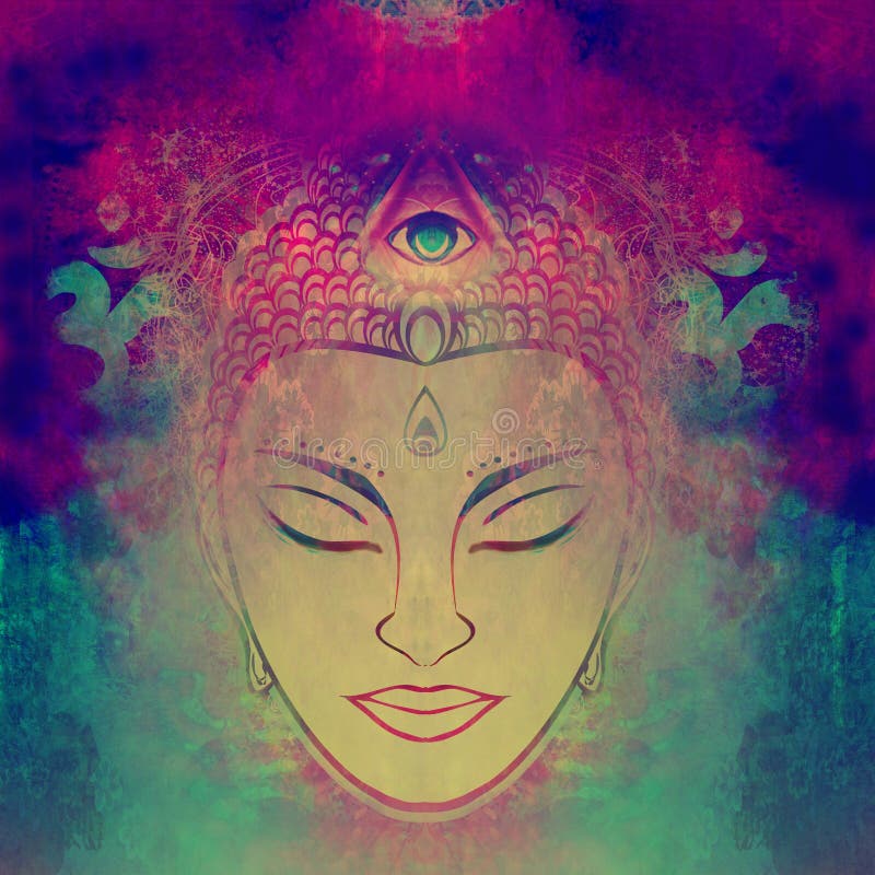 Decorative Buddha Portrait Abstract Illustration Stock Illustration