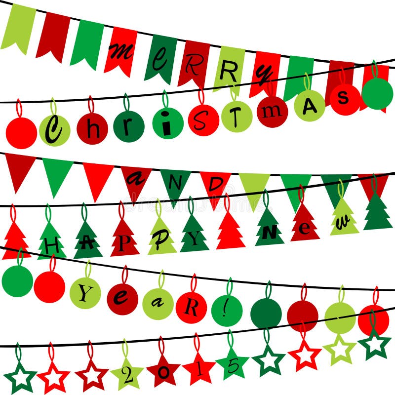 Decorative bunting with Merry Christmas and Happy New Year 2015 royalty free illustration Decorative bunting with Merry Christmas and Happy New Year 2015 royalty free illustration